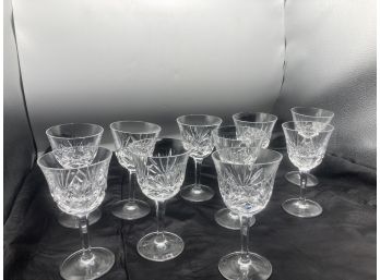 Set Of 10 Gorham Crystal Claret Wine Glasses - Signed -Mint