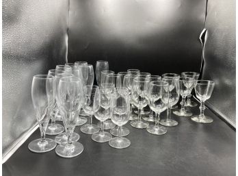 Champagne Flutes, Wine Glasses, Cordials And Stemmed Manhattan Glasses