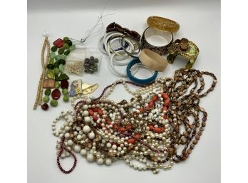 Large Lot Of Costume Jewelry & Beads For Jewelry Making