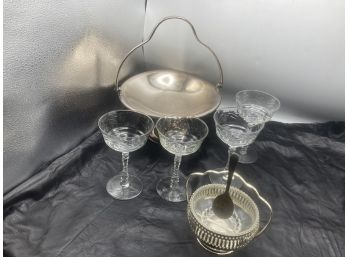 Silverplate And Wine Glasses