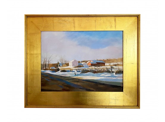 Original Oil On Canvas By Listed Artist Lisa Horrigan - A Winters Day - Pomfret CT Landscape