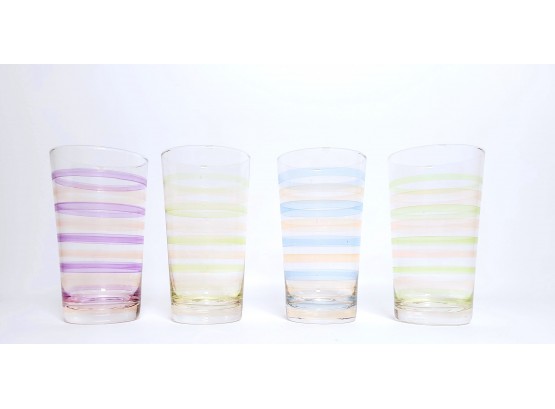 Set Of 4 Striped Glassware