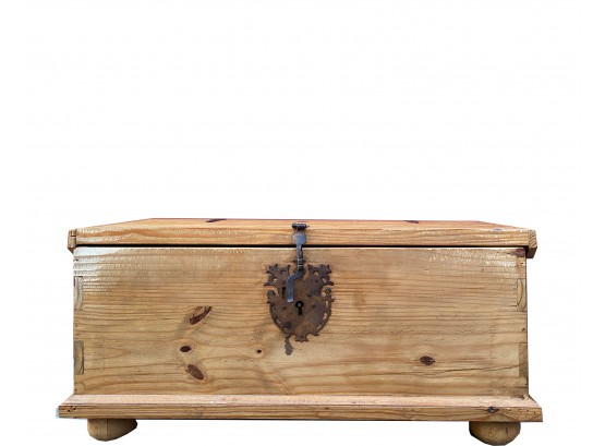 Pine Blanket Chest With Bun Feet And Hand Wrought Hardware *