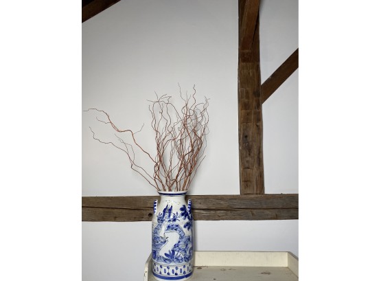 Spanish Salt Glazed Pottery Vase With Natural Gnarly Vines*