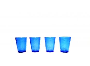 Set Of 4 Blue Plastic Glasses