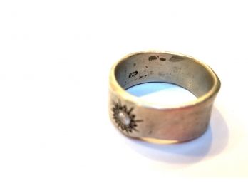 .925 Sterling Silver Ring - Matte Finish With Diamond Chip .27 Troy Ounce