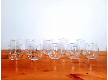 Set Of 10 Stemless Wine Glasses (white And Red Variety)