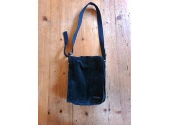 Kenneth Cole Black Suede And Canvas Messenger Bag