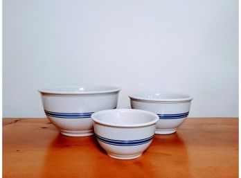 Trio Of Blue And White Ceramic Bowls
