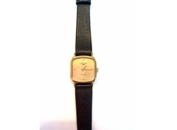 Longines - Ladies Watch 14K Gold EP Case With Stainless Steel Back & Leather Strap