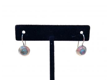 Express Fish Hook Back Earrings With Green Stone