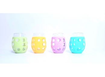 Life Factory- Set Of 4 Small Glass Tumblers In Silicone Sleeves