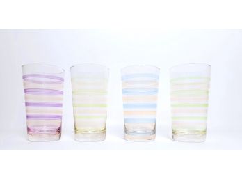 Set Of 4 Striped Glassware