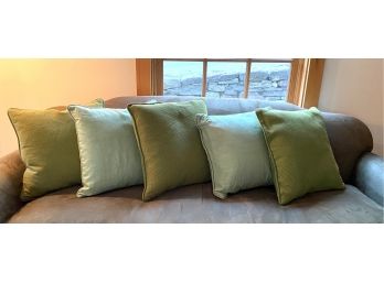 Crate & Barrel 18x18 Green Accent Pillows Group