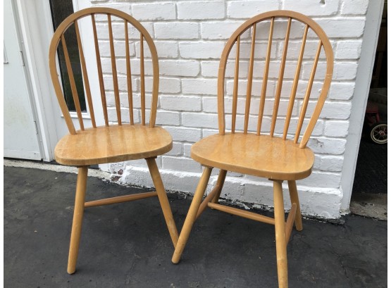 Pair Of Blond Windsor Chairs - Perfect For Every Day And Kitchen
