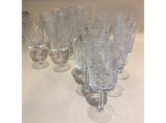 Crystal Water & Wine Glasses - 19 Stem Lot - 11 Wine At 6'H, 8 Water At 7'H