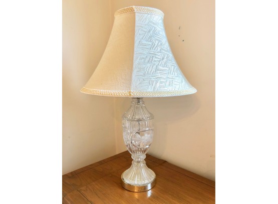 Crystal Table Lamp With Silk Like Shade 27H