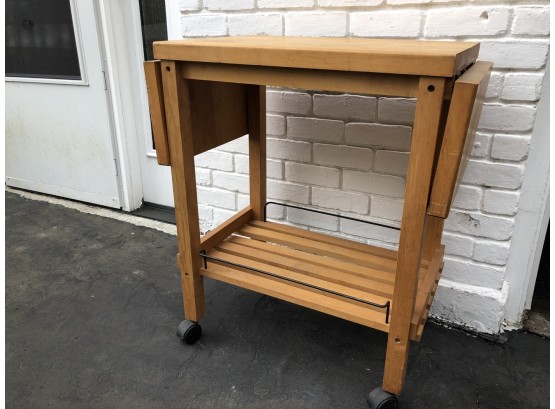 Butcher Block Kitchen Cart On Wheels With Two Drop Leaves