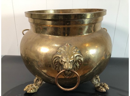 Large Brass Footed Pot  13'H, 15'W - 13' Opening At Top