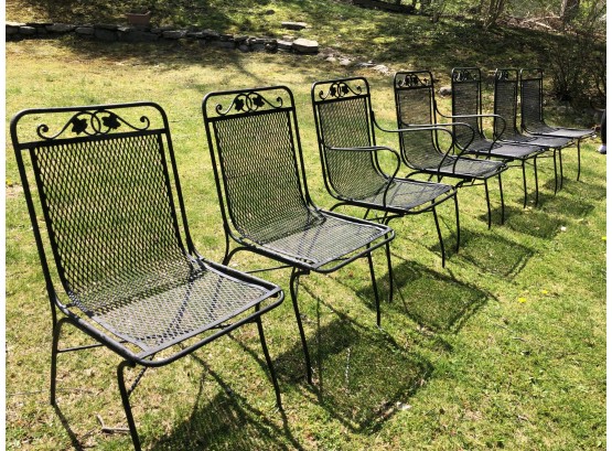 Set Of 7 Metal Garden Dining Chairs