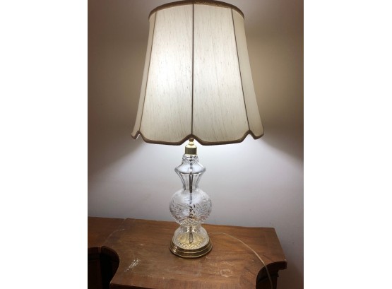 Wedgewood Large Crystal Based Table Lamp With Gold Tone Hardware - 33'H