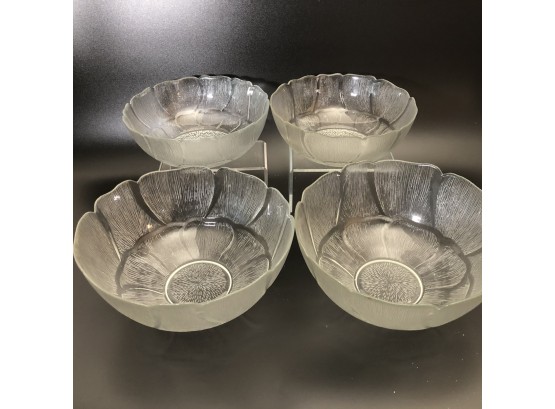 4pc Large Glass Bowl Set - 2 Matching Pairs - 12'D And 10-1/4'D