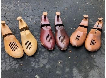 Vintage Wooden Shoe Tree Trio - Size 12
