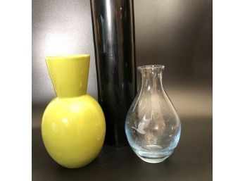 Vases For Every Occasion - 24' Black, 11' Lime Green, 10' Vintage Etched