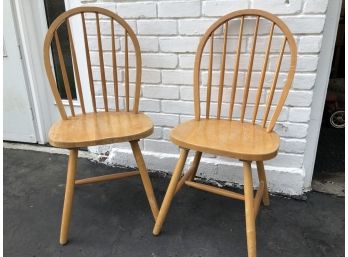 Pair Of Blond Windsor Chairs - Perfect For Every Day And Kitchen