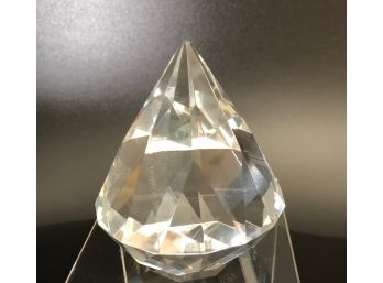 Tiffany & Co. Crystal Diamond Shaped Paperweight - 3.5' Tall