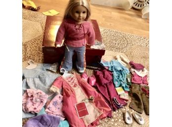 American Girl Blonde Doll With Large AG Empty Box, Outfits And Accessories (LOT 6)