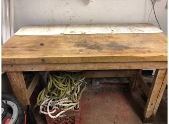 Butcher Block Topped Work Bench - 2' Thick, 54'L