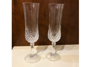 Crystal Champagne Flute Pair - Heavy Weight - 8' Tall
