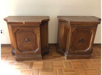 Pair Of Vintage Side Tables - Heavy Wood By Davani  27' X 16' X 26'