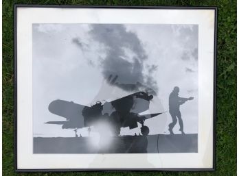 Framed Photograph Of Military Plane With Black Frame  19H X 23W