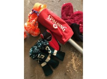 Assorted Golf Club Covers, Mostly Knit And Spaulding Golf Ball Shagger