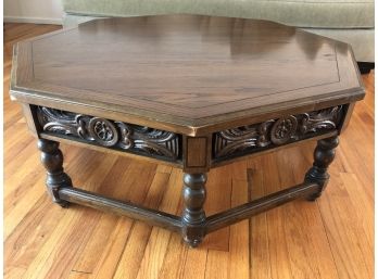 Lane Hexagonal Coffee Table With Carved Accents