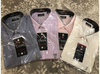 4 New Mens Button Down Shirts - Chaps, Regular Fit, 2XL 18-18.5', 35-37