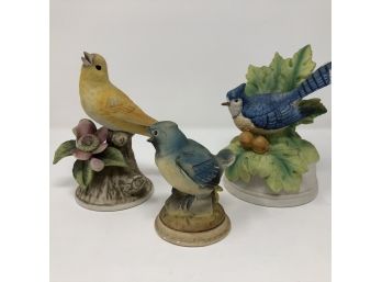 Bird Figurines & Music Box  - Canary By Andrea, Blue Jay Japan And Blue Jay Music Box