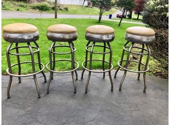Set Of 4 Retro Diner Barstools - Metal And Vinyl   31' Seat Height