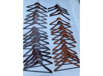 32pc Lot Dark Wooden Hangers - 17-3/4' - Several Styles