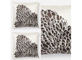 West Elm Pair Of Silk Decorative Pillow Covers - Swan Feather - 20x20