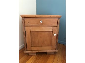 Small Reclaimed Pine Bedside Table With Drawer And Cabinet