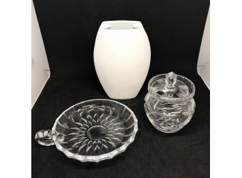 Rosenthal Vase, Val St. Lambert Handled Dish & Crystal Jelly Jar