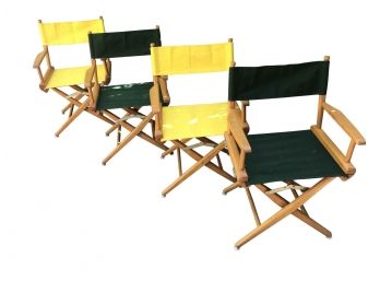 Folding Director Arm Chairs - 4 - With New Canvas Chair & Back Panels