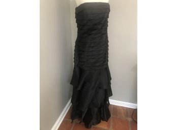 Jovani New York Gown - Black Silk Strapless Full Length - Size 12