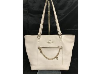 COACH TOWN CAR Crossgrain Leather TOTE 34817 Ivory MSRP $350