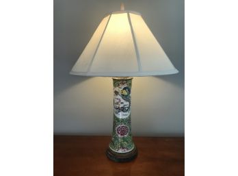 Antique Asian Themed Lamp - 1930s  27'H X 6'D Base