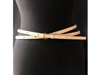 Louis Vuitton - White And Gold Leather Belt - Sz S