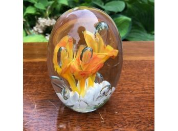 Floral Glass Paper Weight